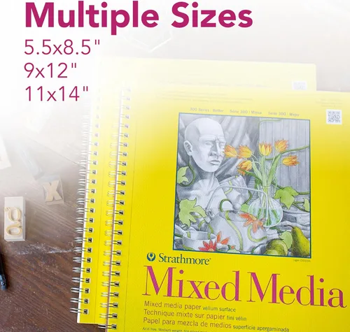 Miniatura 2 de Strathmore 300 Series - Bloc de papel para medios mixtos, encuadernado con alambre lateral, 14 x 22 cm, 40 hojas (117 lb/190 g) - Papel de artista
