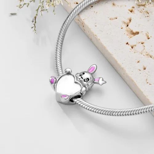 Miniatura 4 de LONAGO Abalorio de fotos personalizado para pulsera de plata de ley personalizable para regalo para mujeres y niñas, Plata esterlina, Circonita