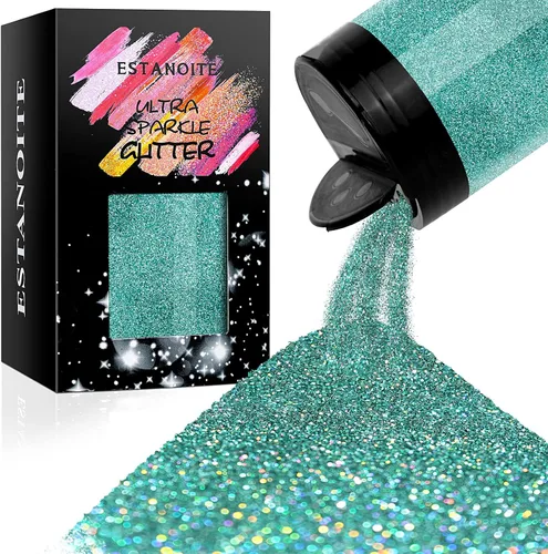 Miniatura 26 de Estanoite - Polvo de purpurina ultra fina iridescente 7.41Oz/210g, purpurina de resina arcoíris, copos PET, lentejuelas, chips epoxi, copos