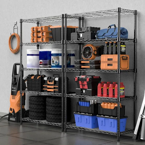 Miniatura 7 de M MZG Estantería de almacenamiento de 1250 libras, unidad de estantería de utilidad de 5 niveles, organizador de acero, estante de alambre