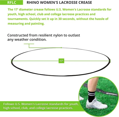 Miniatura 2 de Champion Sports Lacrosse Crease para mujer: Rhino Flex Portable Lacrosse Goal Crease – 17' de diámetro para todo tipo de clima con pesas, estacas