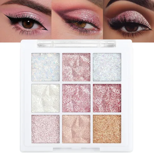 Miniatura 43 de Erinde Paleta de maquillaje de sombra de ojos de 9 colores con purpurina y lavanda brillante y mate, violeta, malva, púrpura oscura, plateado