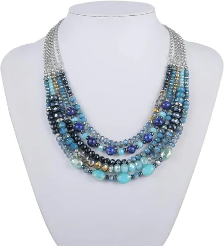 Miniatura 4 de Collar a capas con cristal para mujer, gargantilla con cadena de plata gruesa, regalo de cumpleaños para mujer