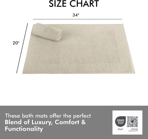 Miniatura 4 de Classic Turkish Towels CTT - Juego de 2 alfombras de baño 100% algodón, antideslizantes, cómodas y altamente absorbentes, lavables a máquina, 20 x