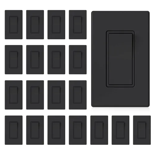 Miniatura 13 de ELEGRP Interruptor de luz decorativo de un solo polo con placa sin tornillos, 15 A 120-277 V, reemplazo del interruptor basculante de paleta