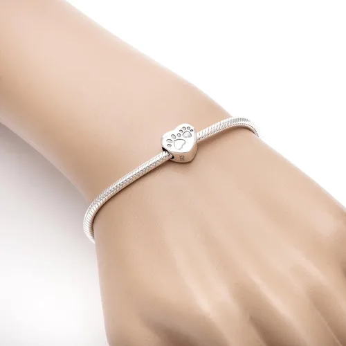 Miniatura 4 de Abalorio de plata de ley 925 con diseño de corazón de cachorro para pulseras de serpiente