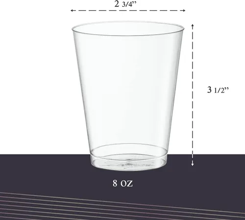Miniatura 3 de PLASTICPRO Vasos desechables de plástico cristalino transparente de 8 oz para fiestas y bodas, paquete de 50