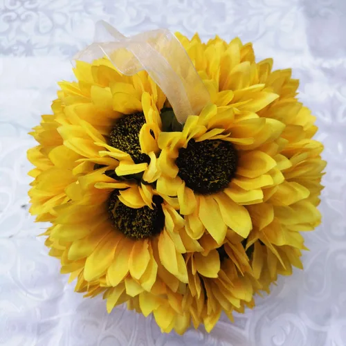 Miniatura 2 de Ramos de boda artificiales de flores de peonía y girasoles de calas (pomandro de 6 pulgadas)