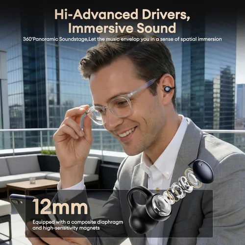 Miniatura 2 de PAXA 2026 MGC11 - Auriculares de oreja abierta, inalámbricos Bluetooth 6.0, con clip, cómodos auriculares abiertos para deportes, fitness
