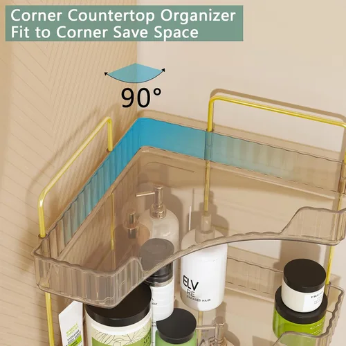 Miniatura 6 de Webetop Organizador de Encimera para Baño, Organizador Esquinero de 3 Niveles para Almacenamiento en Baño, Organizador de Maquillaje, Estante