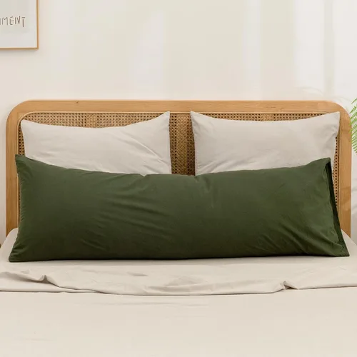 Miniatura 60 de BESTOUCH 100% Algodón Lavado Funda de Almohada para Cabello y Piel, Sensación de Lino, Suave, Cómoda, Transpirable, Juego de 2 Fundas de Almohada