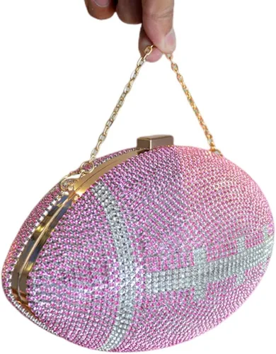 Miniatura 18 de UMREN Bolso cruzado con forma de baloncesto para mujer, con diamantes de imitación, bola redonda de cristal, bolso de mano para fiesta de boda