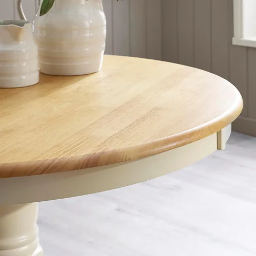 Miniatura 3 de Furniturebox UK Bude - Mesa redonda de madera maciza de 4 asientos, mesa de comedor redonda con pedestal de madera, muebles de comedor clásicos