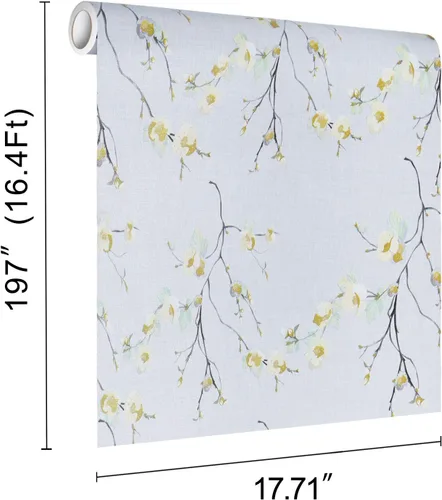 Miniatura 9 de WENMER Papel tapiz floral beige para despegar y pegar, 17.71 x 197 pulgadas, moderno papel tapiz floral extraíble para dormitorio, gabinetes
