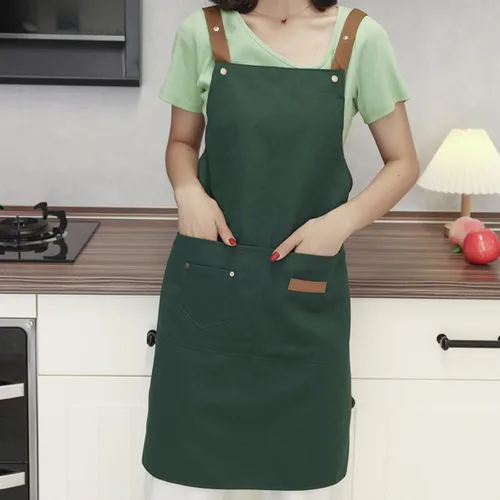 Miniatura 8 de MXY Delantal para mujeres y hombres, lona de cera ajustable, 5 bolsillos para herramientas, delantal de trabajo para tareas domésticas, cocina