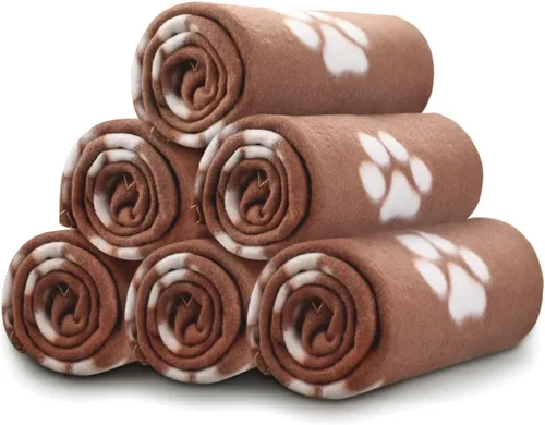 Miniatura 8 de Comsmart Mantas para perros pequeños, paquete de 6 mantas para cachorros, lindas mantas para mascotas con estampado de patas para perro, cachorro