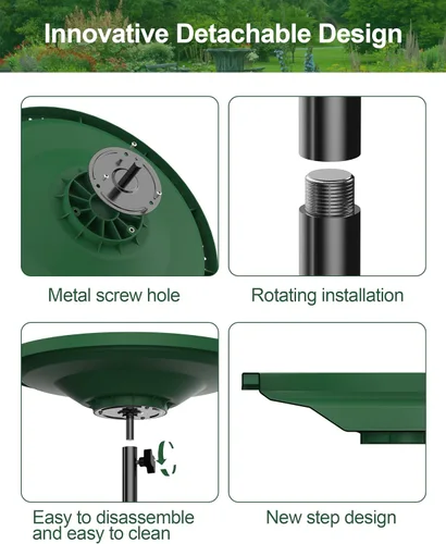 Miniatura 4 de Baños para pájaros para exteriores resistentes, 38.5 pulgadas desmontables para el jardín, cuenco de baño de pájaros spa y comedero de pájaros