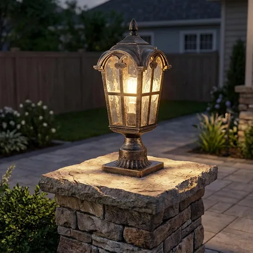 Miniatura 3 de YUBOLE Luz de poste para exteriores, farol de poste exterior, lámpara de poste de aluminio fundido impermeable con pantalla de vidrio templado