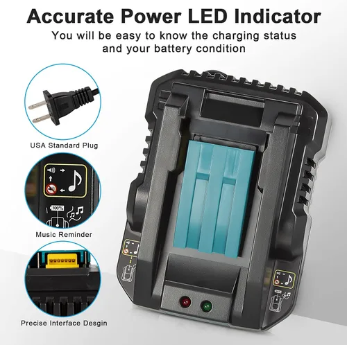 Miniatura 6 de Replcement actualizado de 6.0Ah para batería Makita de 18 V, paquete de 2 con cargador compatible con herramientas eléctricas Makita de 18 voltios