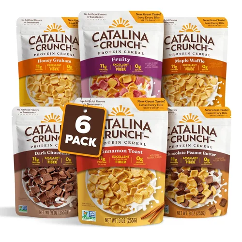 Miniatura 7 de Catalina Crunch Cereal de Proteína Cereal de Desayuno Sin Azúcar con 11g de Proteína Sin Gluten, Apto para Dietas Cetogénicas Paquete Variado
