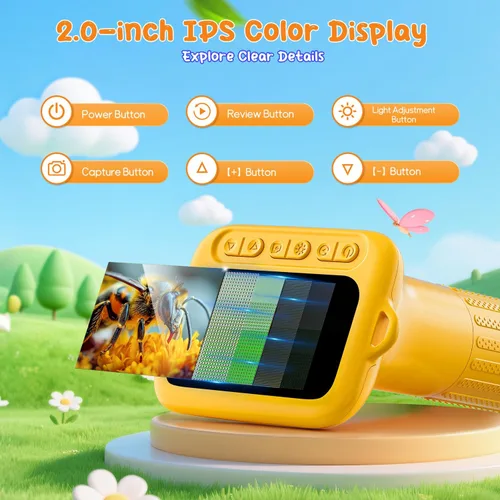 Miniatura 2 de SKYBASIC Microscopio Digital para Niños, Pantalla de 2" Microscopio de Mano 1000X HD de Bolsillo Microscopios Portátiles con Cámara, Regalos