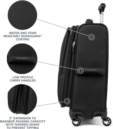 Miniatura 204 de Travelpro Maxlite 5 - Juego de 2 piezas de equipaje de mano de tela, expandibles con 4 ruedas giratorias, bolso blando para debajo del asiento, Negro