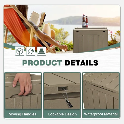 Miniatura 2 de GUNJI Caja pequeña de 30 galones para exteriores, impermeable, de resina, contenedor de almacenamiento con cerradura, caja de entrega de paquete