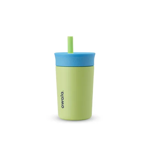 Miniatura 9 de Owala Vaso de acero inoxidable con aislamiento para niños con popote flexible resistente a derrames, fácil de limpiar y botella de agua de acero