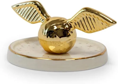 Harry Potter Golden Snitch Bandeja de cerámica para baratijas Detalles decorativos dorados con temática de quidditch Plato de almacenamiento para