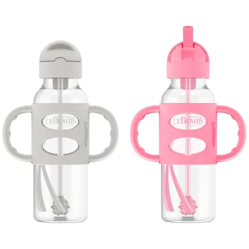 Miniatura 13 de Dr. Brown's Milestones - Vaso entrenador con popote estrecho y asas de silicona 100%, a prueba de derrames, con popote ponderado, 8 onzas/250 mL
