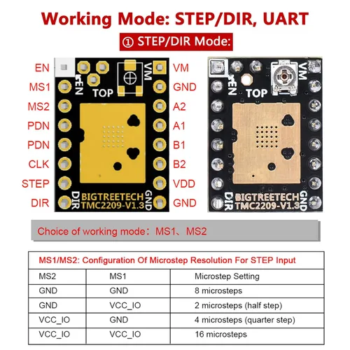 Miniatura 3 de BIGTREETECH TMC2209 V1.3 UART controlador de motor paso a paso 2.8A Peak Stepstick controlador silencioso para Manta M8P, Octopus V1.1, Octopus Pro