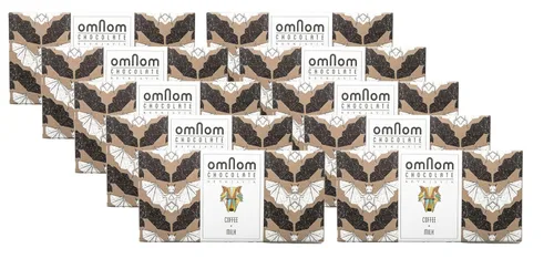 OmNom Café + Leche | Chocolate islandés de grano a barra de OMNOM CHOCOLATE REYKJAVIK | Paquete de caja | Barra de 10 x 2.12 oz