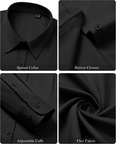 Miniatura 5 de Gleeivy - Camisas abotonadas para mujer, sin arrugas, de manga larga, camisas de vestir casuales con cuello V, ajustadas, de un solo