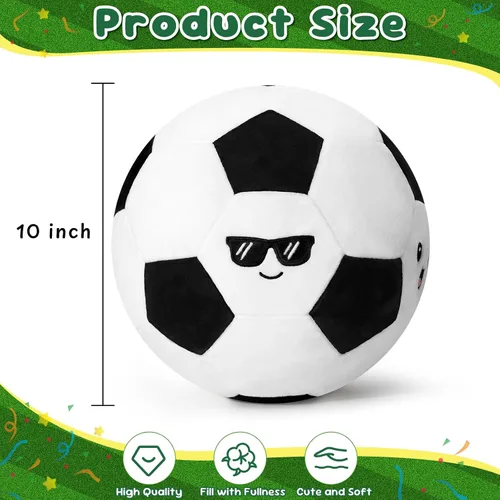 Miniatura 6 de Achwishap Soccer Ball Plush, Cute Sports Ball Stuffed Toy with 3 Facial Expressions, Soft Throw Plushies Pillow for Room Decor, for Boys Girls
