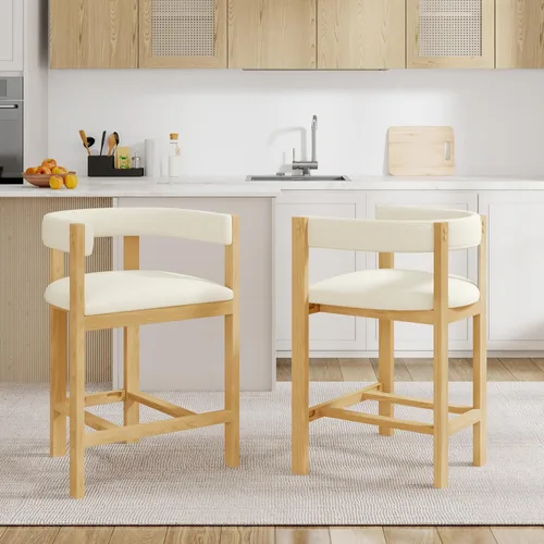 Miniatura 11 de Christopher Knight Home Rylan - Juego de 2 taburetes tapizados de tela moderna en forma de U para comedor, altura de encimera, taburete de madera