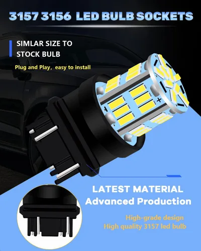 Miniatura 6 de 3157 - Bombilla LED blanca superbrillante 4014 39-SMD 3156 3056 3057 4157 3047 4057 T25 3457, bombillas LED de repuesto para luces de freno, luces