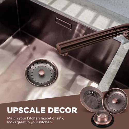 Miniatura 5 de Mudder 3 piezas de colador y tapón de drenaje para fregadero de cocina, tapón de eliminación de basura de acero inoxidable con asa, filtro universal
