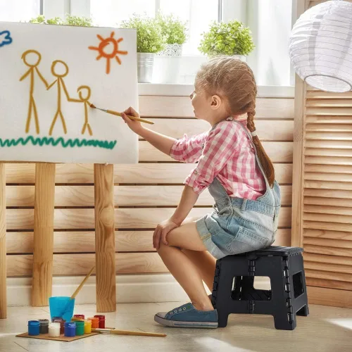 Miniatura 6 de Dyforce Taburete plegable de 9 pulgadas para niños y adultos, taburete de pie plegable y ligero para niños pequeños, cocina, baño, capacidad de 300