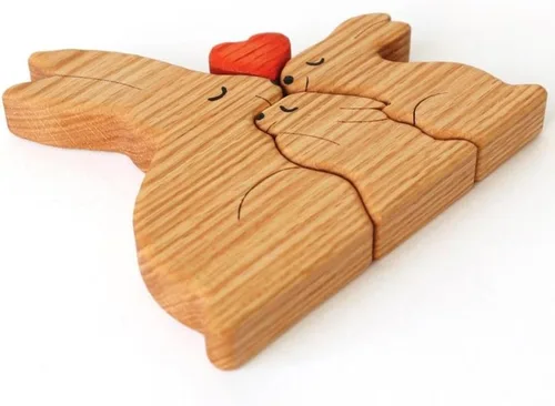 Miniatura 5 de Figura familiar de animales de madera personalizada con 1-8 nombres, bloques de nombres personalizados de animales para abrazar, regalos de recuerdo