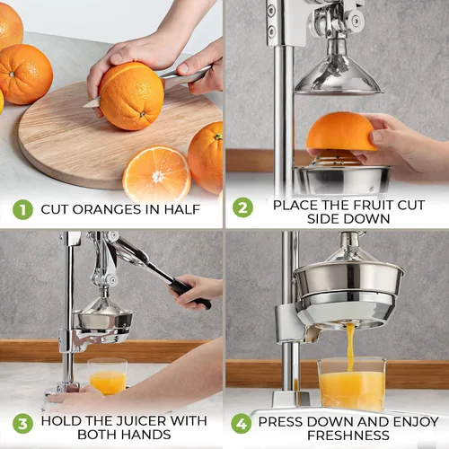 Miniatura 4 de Zulay Kitchen Puplerizer Exprimidor de hierro fundido 9 en 1, exprimidor manual de servicio pesado fácil de limpiar con accesorio prensatelas