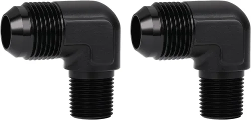 Miniatura 41 de 3AN macho Flare a 1/4 NPT tubo macho 90 grados codo adaptador unión aluminio negro