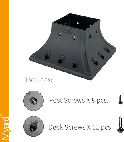 Miniatura 4 de Myard - Cubierta para base de poste de 4 x 4 pulgadas (real 3.5 x 3.5 pulgadas), falda brida con tornillos para terraza, porche, moldura de soporte