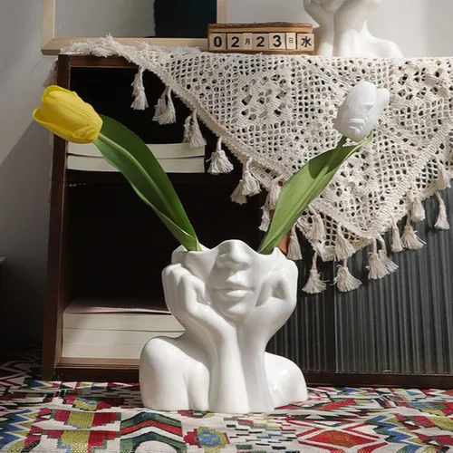 Miniatura 6 de Molde de silicona para maceta de cara abstracta, jarrón para suculentas, jarrón, yeso, molde para concreto, soporte para velas, molde de resina
