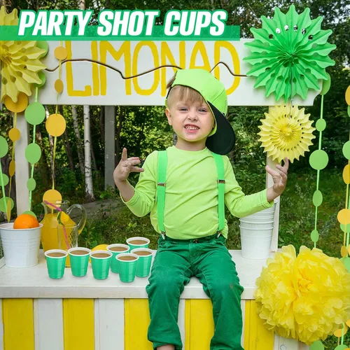 Miniatura 3 de 200 vasos de plástico de 2 onzas para degustación de vino, whisky, alimentos, graduación, boda, baby shower, fiesta, beber cerveza (verde)