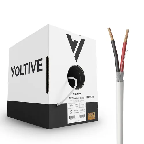 Miniatura 36 de Voltive Cable de altavoz 10/2, CL3 en pared y entierro directo, negro, 100 pies - 10 AWG, 2 conductores, cobre trenzado sin oxígeno, listado UL