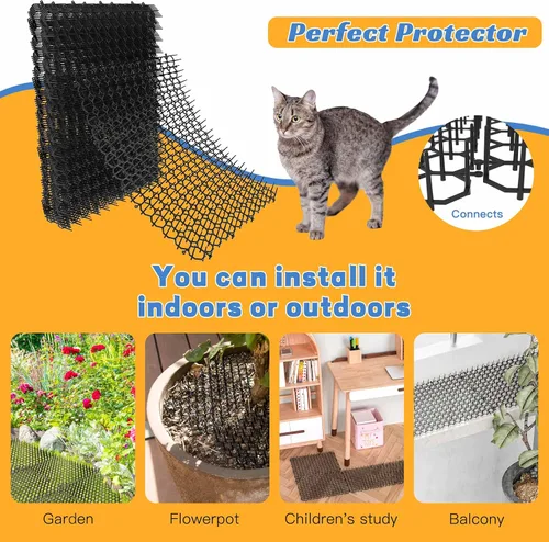 Miniatura 6 de Tapete de 16 x 13 pulgadas para gatos, paquete de 10 alfombrillas para gatos con púas – Solución disuasoria de mascotas para interiores y exteriores