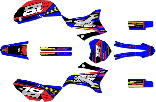 Miniatura 7 de Kit de gráficos Kalair GFX para Yamaha TTR 125 (2008-2023) Serie Warrior Azul 16 Mil - Juego de calcomanías adhesivas de carreras personalizadas