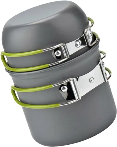 SHOWERORO Aleación de aluminio portátil al aire libre vajilla camping senderismo supervivencia estufa utensilios de cocina antiadherente olla olla