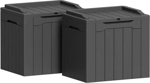 Miniatura 8 de Greesum Caja de resina de 31 galones para todo tipo de clima, cajas de almacenamiento al aire libre para juegos de muebles de patio, juguetes al
