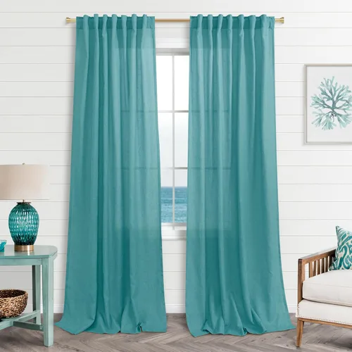 Miniatura 48 de KOUFALL Cortinas de lino azul marino de 84 pulgadas de largo, cortinas transparentes azul oscuro para sala de estar y dormitorio, medianoche